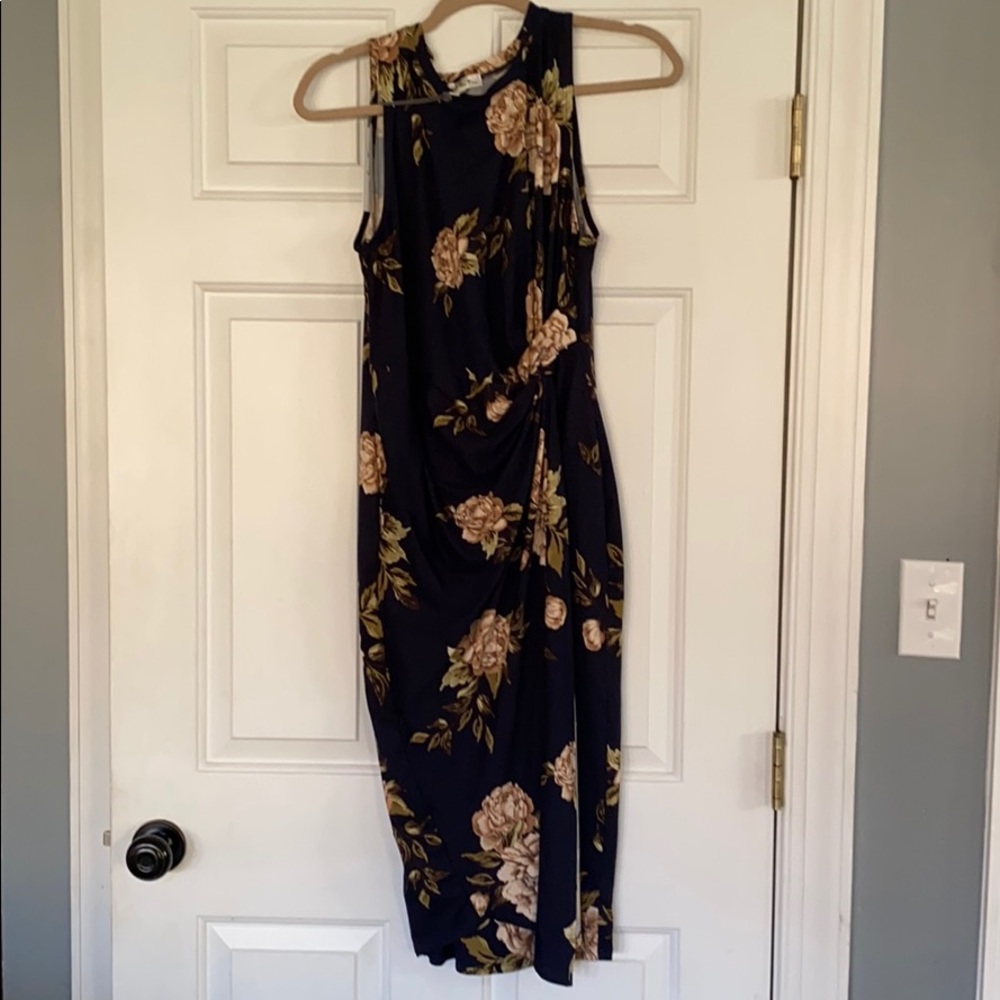Women’s Size L Navy Floral Midi Dress